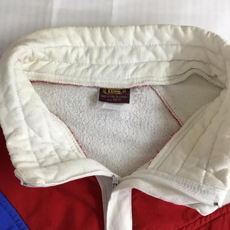古着 USED トレーナー 長袖 ハーフジップ Molson Canadian M プリント 白 / ホワイト / X 青 / ブルー / X 赤 / レッド /  メンズ USED 古着 中古 10116822