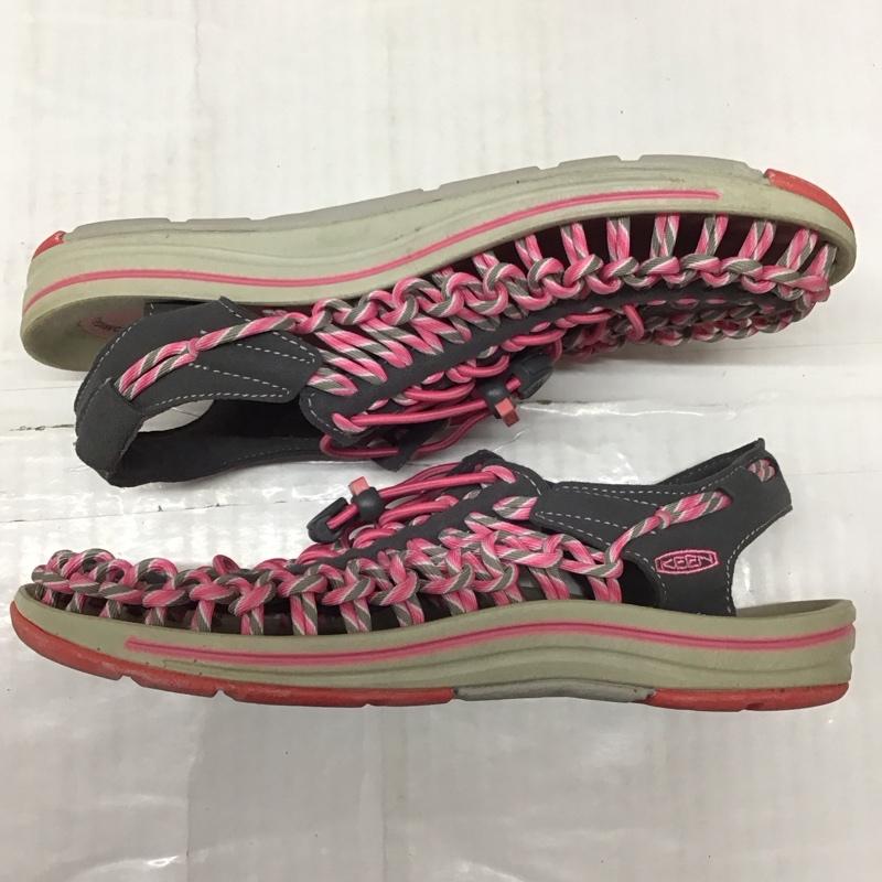 キーン KEEN サンダル サンダル 1014629 UNEEK SLICE FADE 24.5cm 24.5cm ロゴ、文字 桃 / ピンク / X 灰 / グレー / レディース USED 古着 中古 10115667