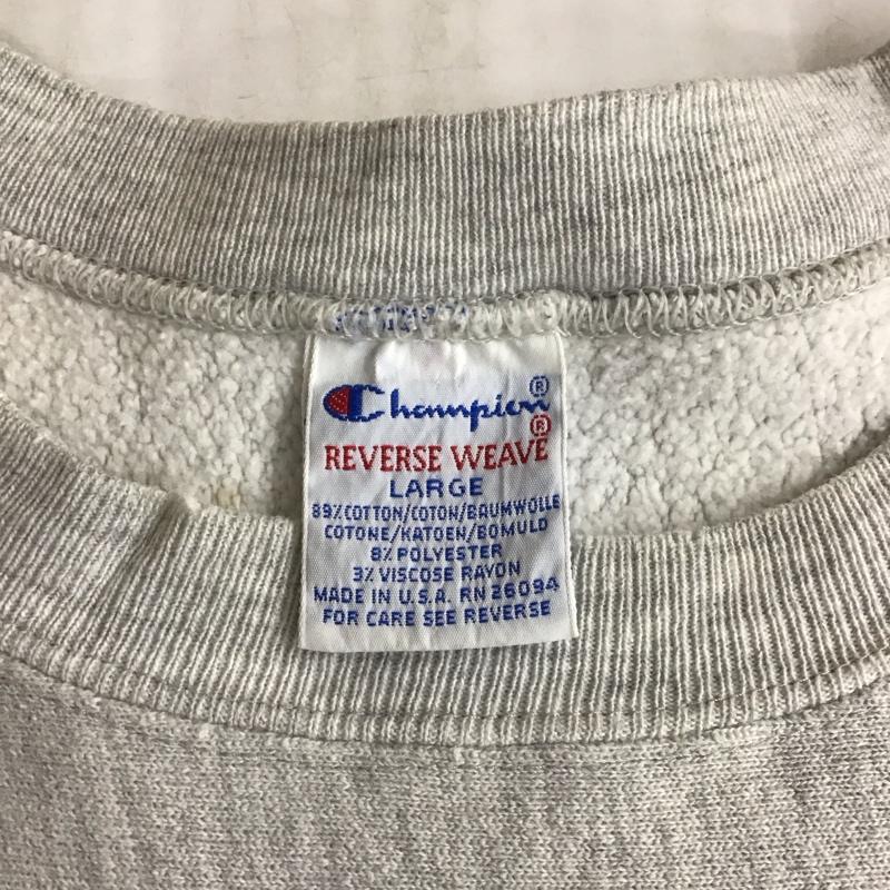 チャンピオン Champion トレーナー 長袖 REVERSE WEAVE スウェット 90年代 裏起毛 L ロゴ、文字 灰 / グレー / メンズ USED 古着 中古 10115702