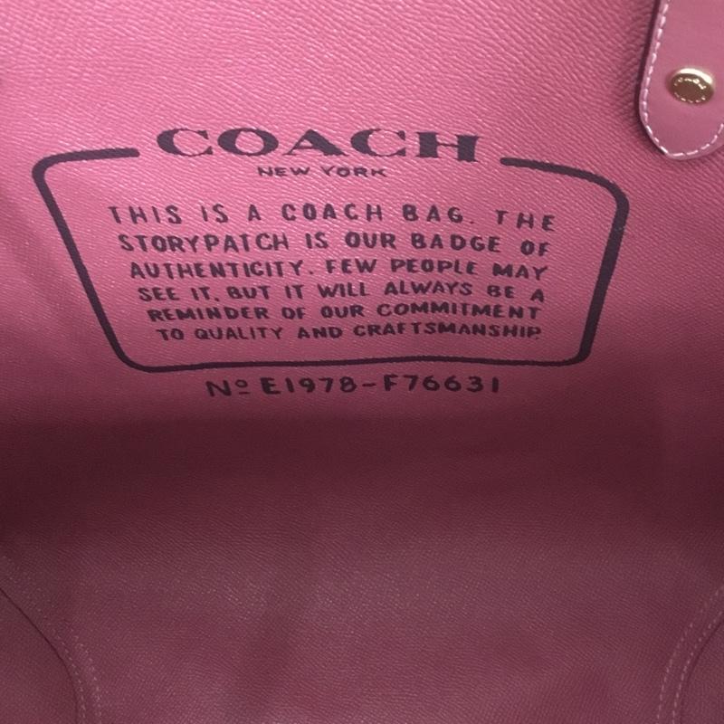コーチ COACH トートバッグ トートバッグ F76631 リバーシブル チェック ロゴ、文字 桃 / ピンク / レディース USED 古着 中古 10126712