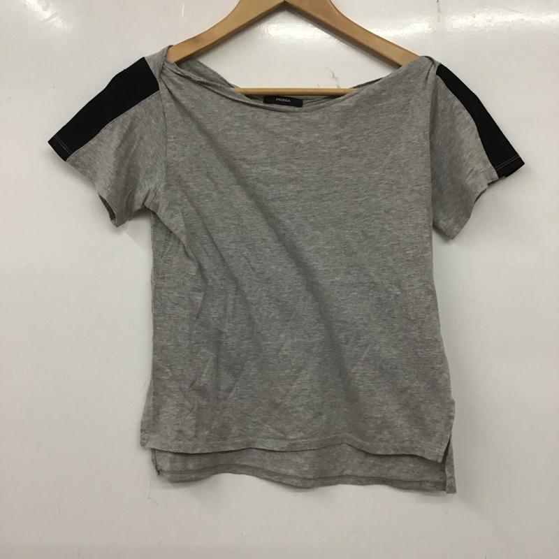 ムルーア MURUA Tシャツ 半袖 半袖カットソー プリントTシャツ オープンネックカットソー FREE 無地 黒 / ブラック / X 灰 / グレー / レディース USED 古着 中古 10136273