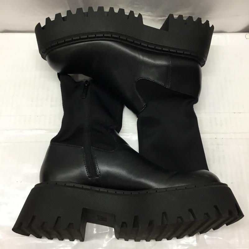 ザラ ZARA ブーツ ショートブーツ 3116 810 040 ソックススタイル トラックソール 厚底 39 25.5cm 無地 黒 / ブラック / レディース USED 古着 中古 10110615