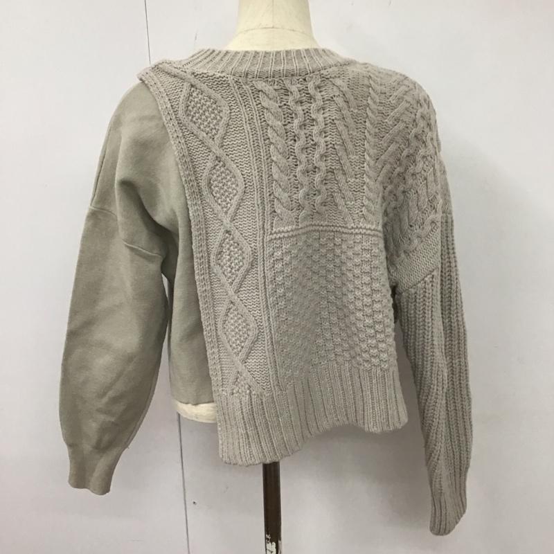 ジーナシス JEANASIS ニット、セーター 長袖 長袖ニットカットソー クルーネック セーター FREE 無地 灰 / グレー / レディース USED 古着 中古 10126099