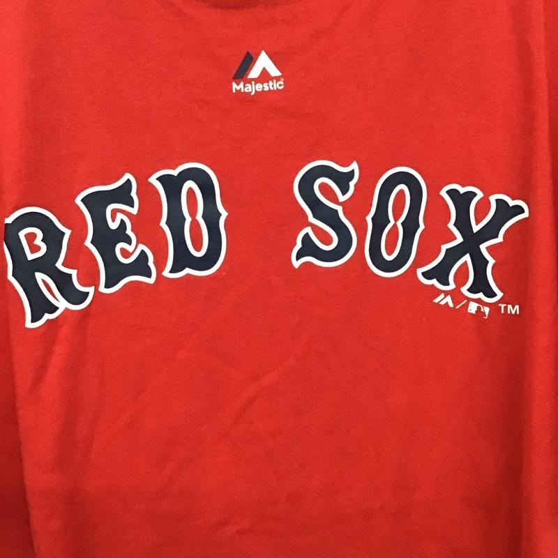 マジェスティック MAJESTIC Tシャツ 半袖 半袖カットソー プリントTシャツ クルーネックカットソー XL プリント 赤 / レッド / メンズ USED 古着 中古 10136860