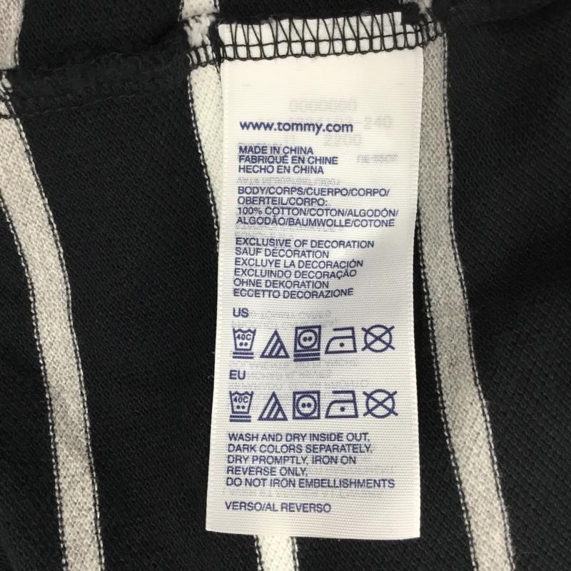 トミーヒルフィガー TOMMY HILFIGER ポロシャツ 半袖 L ロゴ、文字 X ボーダー柄 黒 / ブラック / X 白 / ホワイト / メンズ USED 古着 中古 10112779