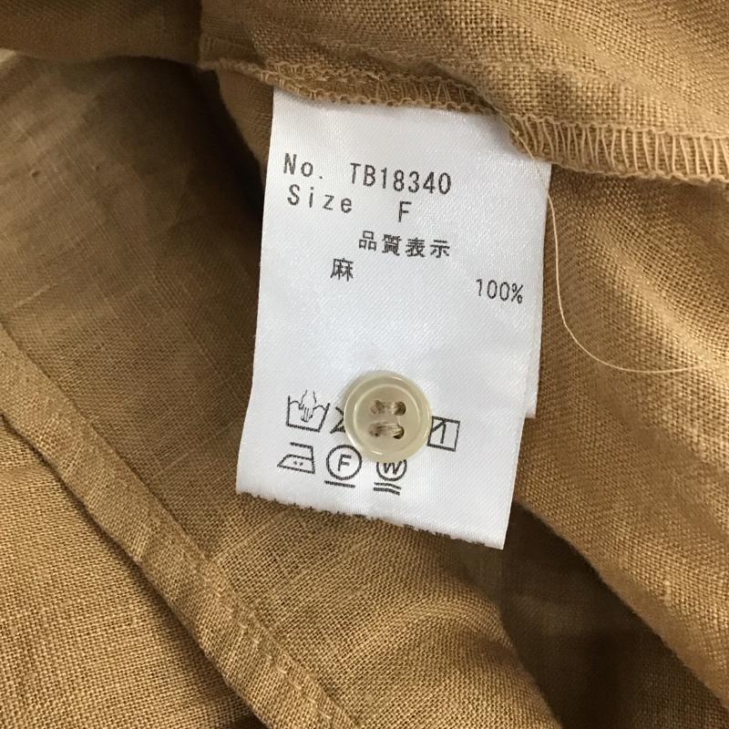ツムグ tumugu シャツ、ブラウス 長袖 TB18340 リネンキャンバスブラウスシャツ FREE 無地 茶 / ブラウン / レディース USED 古着 中古 10133796