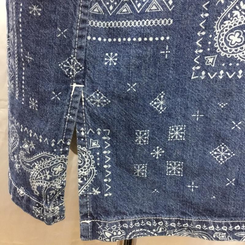 エドウィン EDWIN シャツ、ブラウス 長袖 長袖シャツ カラーシャツ ポケットシャツ 長袖カットソー デニムシャツ L プリント インディゴ / インディゴ /  メンズ USED 古着 中古 10108791