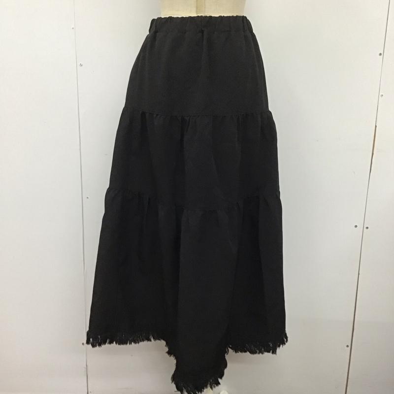 アイテムズ アーバンリサーチ ITEMS URBAN RESEARCH スカート ロングスカート IT17-25A016 ティアードフリンジスカート FREE 無地 黒 / ブラック / レディース USED 古着 中古 10108226