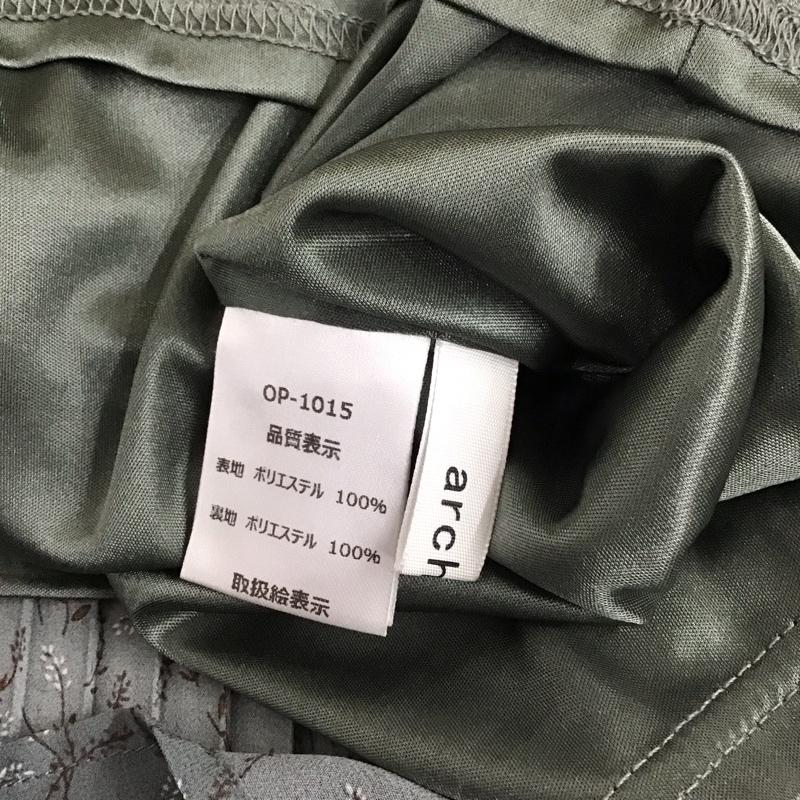 アルシーヴ archives ワンピース ロングスカート OP-1015 長袖 スタンドカラー 総柄 灰 / グレー / レディース USED 古着 中古 10112587