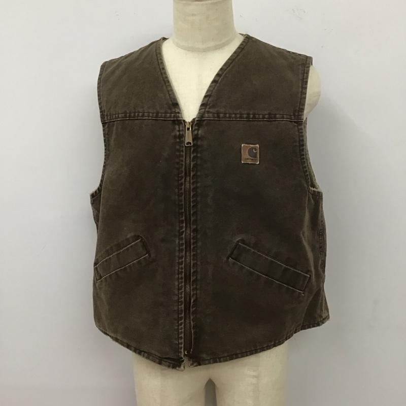 カーハート Carhartt ベスト ベスト ジップアップベスト ボア裏地 ノースリーブカットソー ロゴ、文字 茶 / ブラウン / メンズ USED 古着 中古 10112074