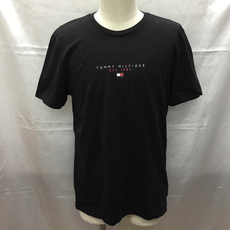 トミーヒルフィガー TOMMY HILFIGER Tシャツ 半袖 半袖カットソー プリントTシャツ クルーネックカットソー L ロゴ、文字 黒 / ブラック /  メンズ USED 古着 中古 10109360
