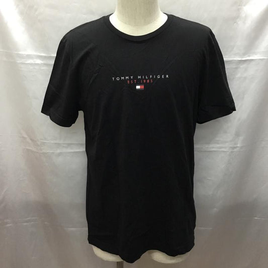 トミーヒルフィガー TOMMY HILFIGER Tシャツ 半袖 半袖カットソー プリントTシャツ クルーネックカットソー L ロゴ、文字 黒 / ブラック /  メンズ USED 古着 中古 10109360