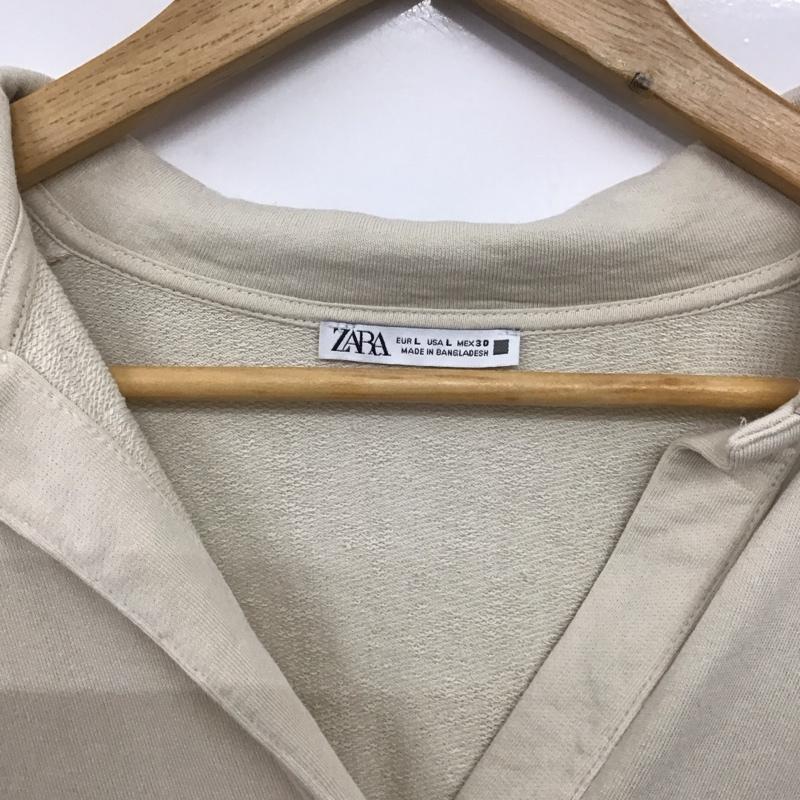 ザラ ZARA トレーナー 長袖 2335 156 711 ポロ スウェット エルボーパッチ L 無地 ベージュ / ベージュ / レディース USED 古着 中古 10139239