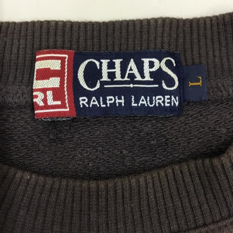 チャップスラルフローレン CHAPSRALPHLAUREN トレーナー 長袖 長袖トレーナー スウェット クルーネック リブスウェットカットソー L ロゴ、文字 灰 / グレー / メンズ USED 古着 中古 10109367