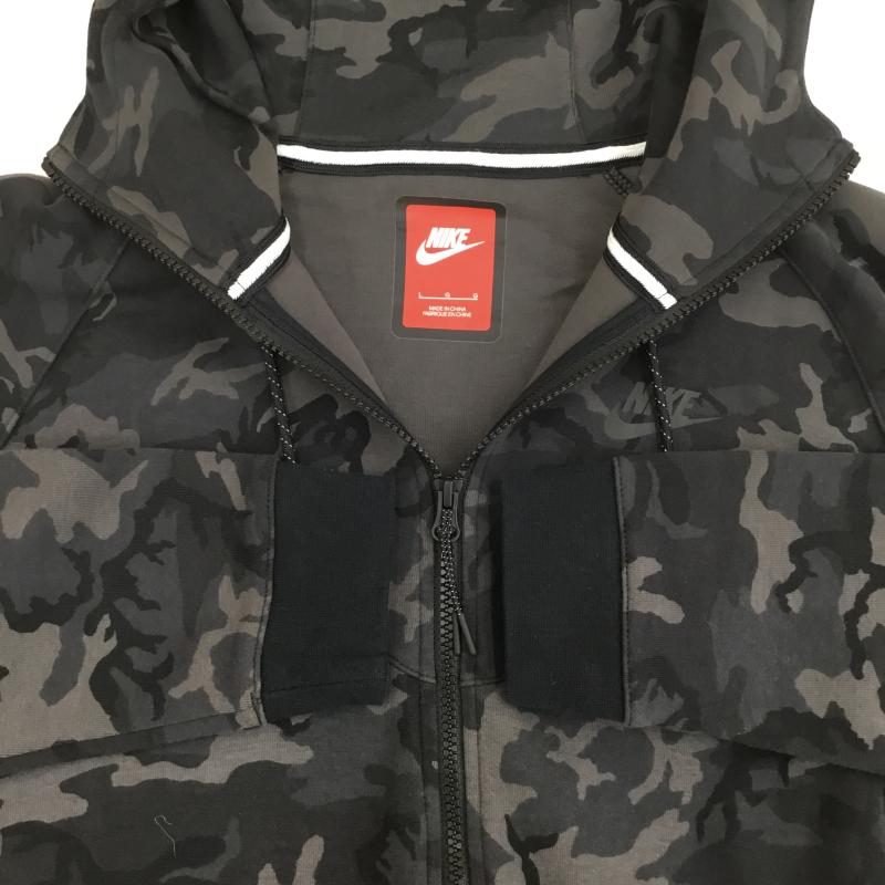 ナイキ NIKE パーカー 長袖 694005-233 テック フリース ジップアップ パーカー L カモフラージュ柄・迷彩 黒 / ブラック / メンズ USED 古着 中古 10136087
