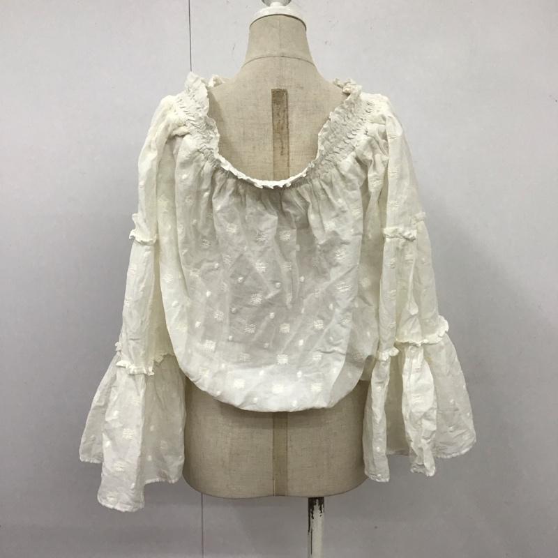 ザラウーマン ZARA WOMAN カットソー 長袖 5796 041 250 オフショルダー フレアスリーブ L 刺繍 アイボリー / アイボリー /  レディース USED 古着 中古 10106727