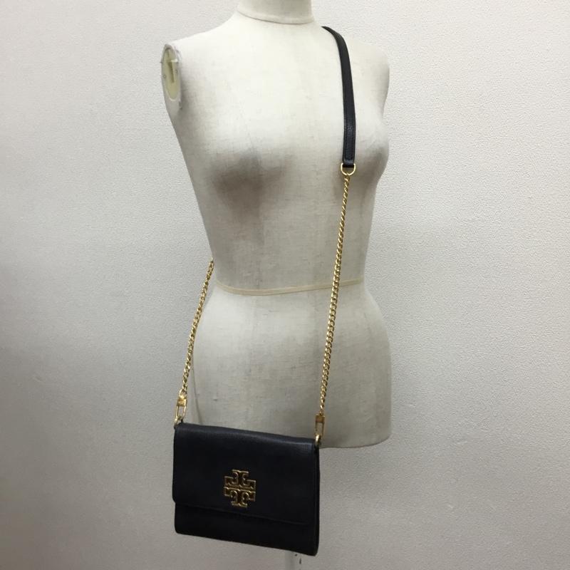 トリーバーチ TORY BURCH ショルダーバッグ ショルダーバッグ ショルダーウォレット 財布 チェーン ワンポイント 黒 / ブラック / X 金 / ゴールド / レディース USED 古着 中古 10120742