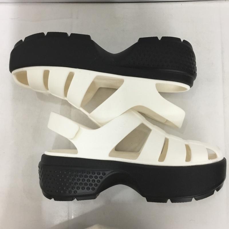 クロックス crocs サンダル サンダル ストンプ フィッシャーマンサンダル 厚底 M9 ロゴ、文字 白 / ホワイト / X 黒 / ブラック / メンズ USED 古着 中古 10137384