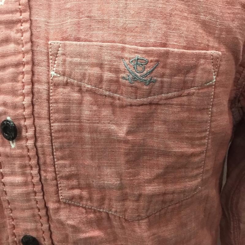 アールジェイビー R.J.B シャツ、ブラウス 長袖 長袖シャツ カラーシャツ ポケットシャツ 長袖カットソー 38 ロゴ、文字 赤 / レッド / メンズ USED 古着 中古 10114057