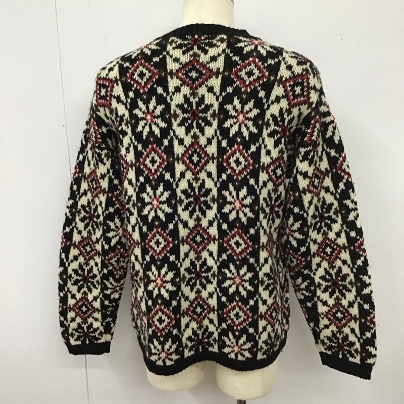 ジェイクルー J.CREW ニット、セーター 長袖 クルーネック ウール S 総柄 黒 / ブラック / X 白 / ホワイト / X 茶 / ブラウン / X 赤 / レッド / メンズ USED 古着 中古 10112656