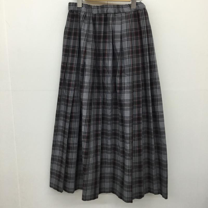 ローリーズファーム LOWRYS FARM スカート ロングスカート FREE チェック 灰 / グレー / X 黒 / ブラック / レディース USED 古着 中古 10138075