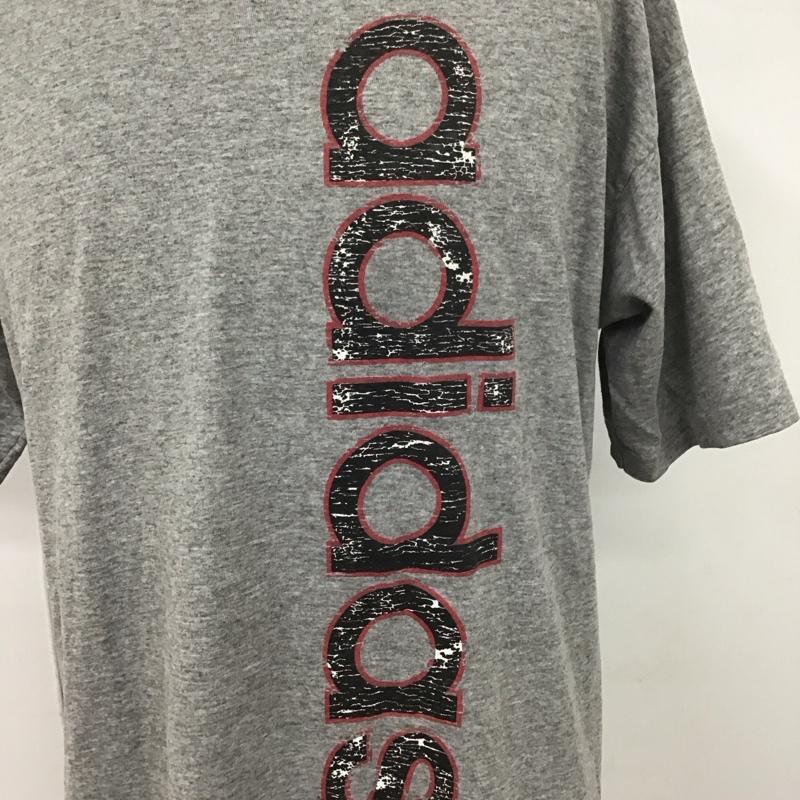 アディダス adidas Tシャツ 半袖 半袖カットソー プリントTシャツ クルーネックカットソー スポーツウェア 80S USA製 万国タグ M ロゴ、文字 灰 / グレー / メンズ USED 古着 中古 10110338