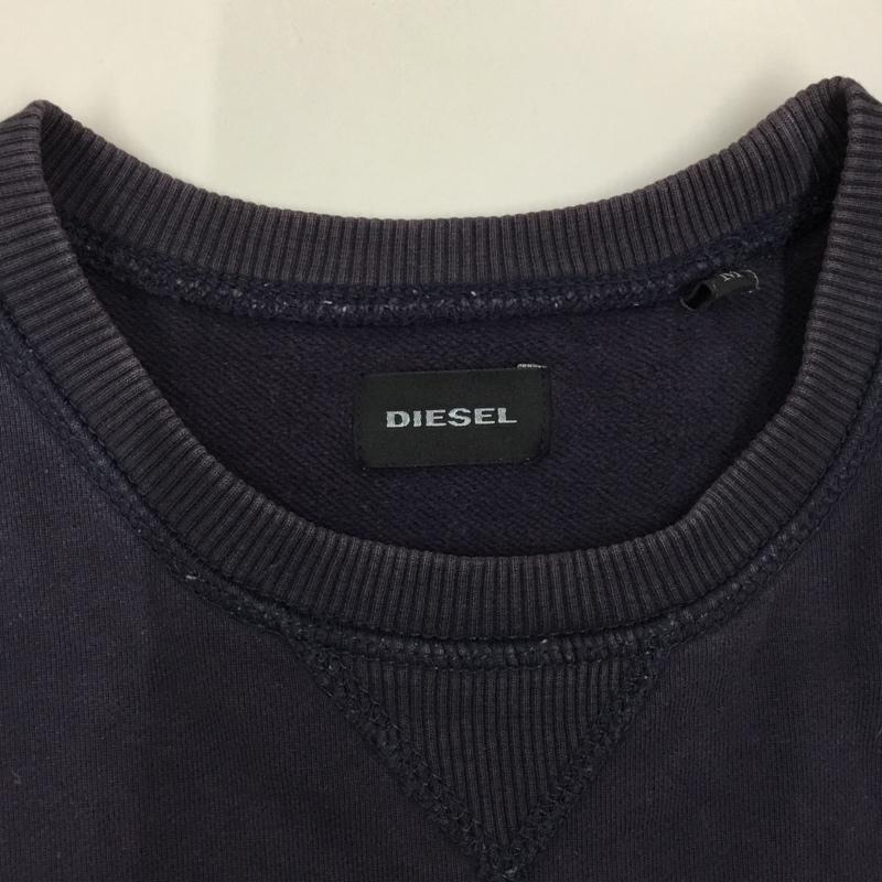 ディーゼル DIESEL トレーナー 長袖 長袖トレーナー スウェット クルーネック リブスウェットカットソー M ロゴ、文字 紺 / ネイビー / メンズ USED 古着 中古 10116241