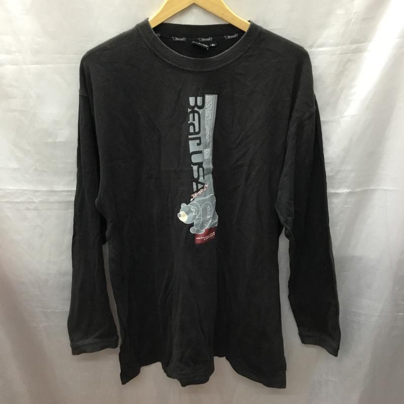 ベアー Bear USA Tシャツ 長袖 B33M9041 クルーネック ロンT プリント クマ XL ロゴ、文字 黒 / ブラック / レディース USED 古着 中古 10119306