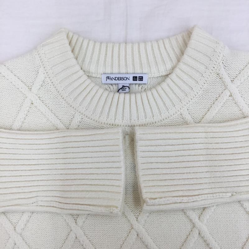 ユニクロ UNIQLO ニット、セーター 長袖 JW Anderson XL 無地 白 / ホワイト / メンズ USED 古着 中古 10138696