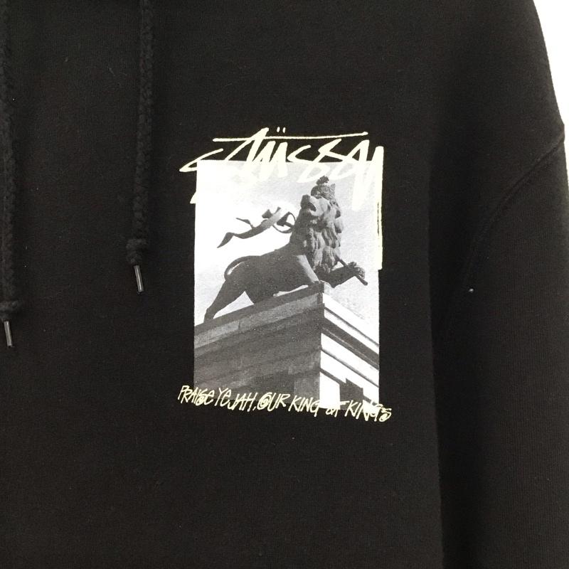 ステューシー STUSSY パーカー 長袖 長袖パーカー プルオーバーパーカー スウェット M プリント 黒 / ブラック / メンズ USED 古着 中古 10132634