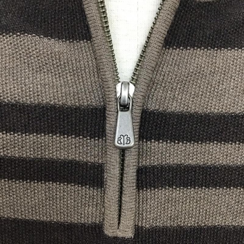 ブルックスブラザーズ BROOKS BROTHERS ニット、セーター 長袖 ハーフジップ ウール M ボーダー柄 茶 / ブラウン / X ダークブラウン / ダークブラウン / メンズ USED 古着 中古 10111247