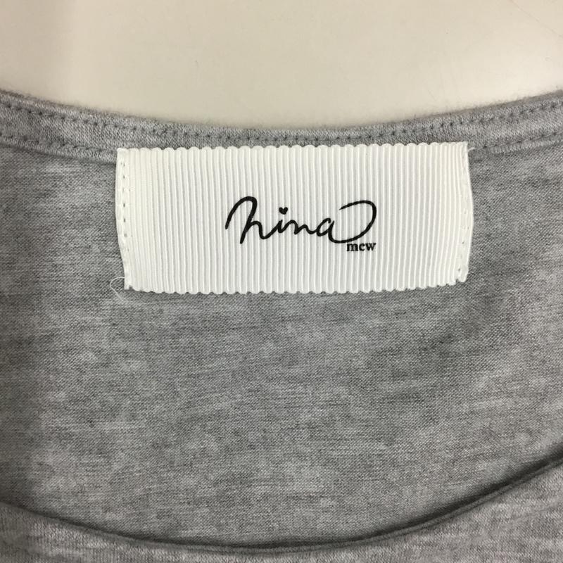 ニーナ ミュウ nina mew カットソー 半袖 半袖カットソー プリントTシャツ クルーネックカットソー FREE 花柄 灰 / グレー / レディース USED 古着 中古 10118475