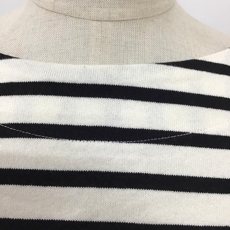 スタディオクリップ studio CLIP カットソー 長袖 長袖カットソー クルーネックカットソー ロングスリーブカットソー プリントTシャツ L ボーダー柄 白 / ホワイト / X 黒 / ブラック / レディース USED 古着 中古 10114333