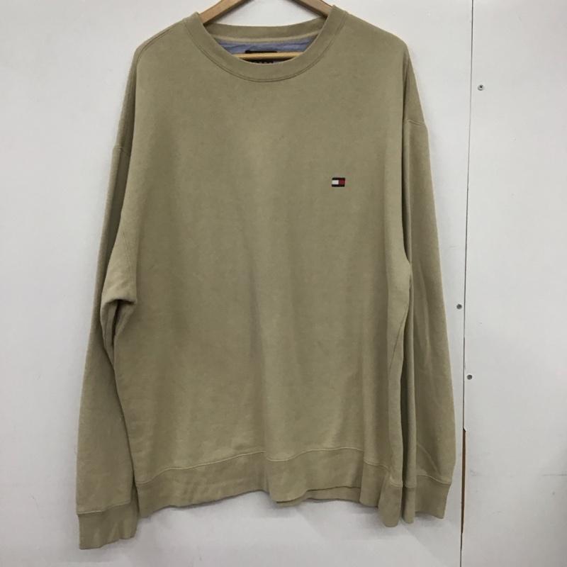 トミーヒルフィガー TOMMY HILFIGER トレーナー 長袖 長袖トレーナー スウェット クルーネック プルオーバー XL ロゴ、文字 ベージュ / ベージュ / メンズ USED 古着 中古 10132380