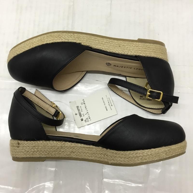 マジェスティックレゴン MAJESTIC LEGON サンダル サンダル 1055114710 ストラップ ポインテッドサンダル L 無地 黒 / ブラック / レディース USED 古着 中古 10119663