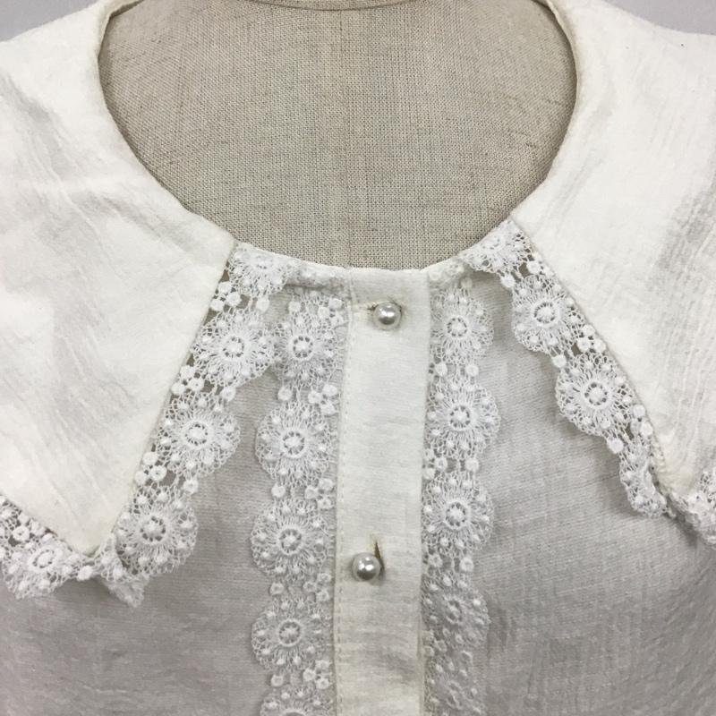 ザラ ZARA シャツ、ブラウス 長袖 3564 183 251 ビッグカラー レース M 無地 アイボリー / アイボリー / レディース USED 古着 中古 10106736