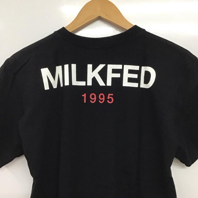 ミルクフェド MILKFED. Tシャツ 半袖 半袖カットソー プリントTシャツ クルーネックカットソー ロゴ、文字 黒 / ブラック / レディース USED 古着 中古 10132110