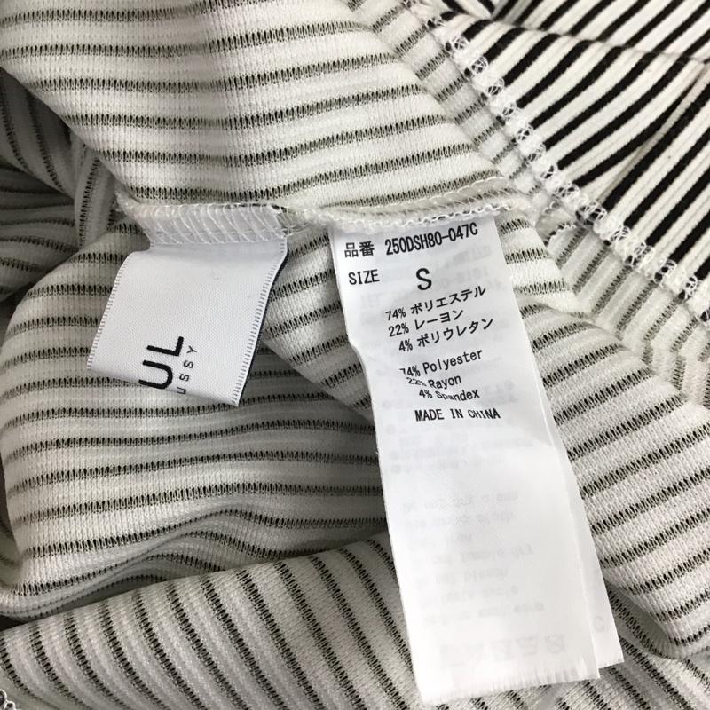 アズールバイマウジー AZUL BY MOUSSY カットソー 長袖 250DSH80-047C BACK TWIST OPEN TOPS S ボーダー柄 白 / ホワイト / X 黒 / ブラック / レディース USED 古着 中古 10115906