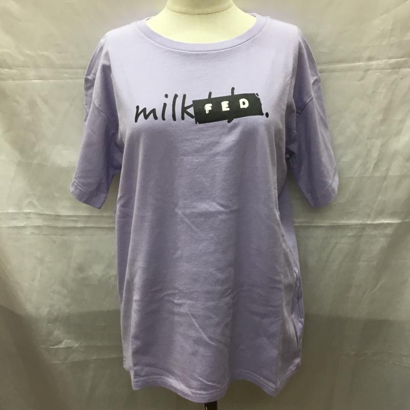 ミルクフェド MILKFED. Tシャツ 半袖 半袖カットソー プリントTシャツ クルーネックカットソー S ロゴ、文字 紫 / パープル / レディース USED 古着 中古 10112251
