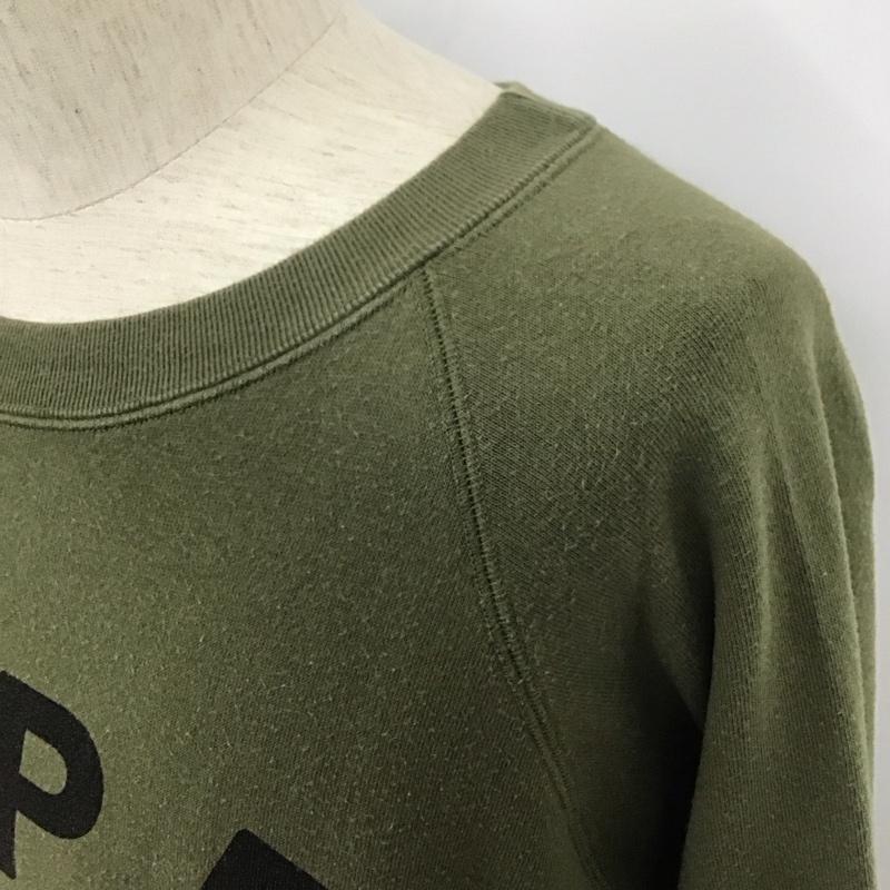 アベイシングエイプ A BATHING APE トレーナー 長袖 長袖トレーナー スウェット クルーネック リブスウェットカットソー L プリント カーキ / カーキ / メンズ USED 古着 中古 10109801