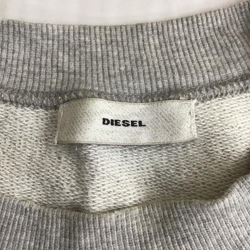 ディーゼル DIESEL トレーナー 長袖 長袖トレーナー クルーネックカットソー プリントスウェット リブカットソー 袖ジップアップ プリント 灰 / グレー / メンズ USED 古着 中古 10107109