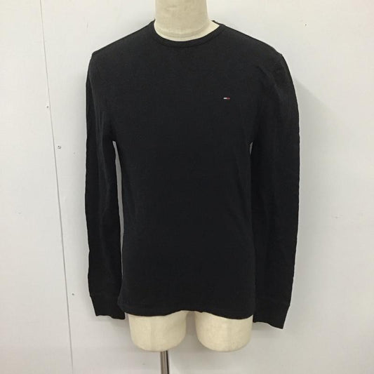 トミーヒルフィガー TOMMY HILFIGER カットソー 長袖 長袖カットソー クルーネックカットソー ロングスリーブカットソー S ロゴ、文字 黒 / ブラック /  メンズ USED 古着 中古 10113737