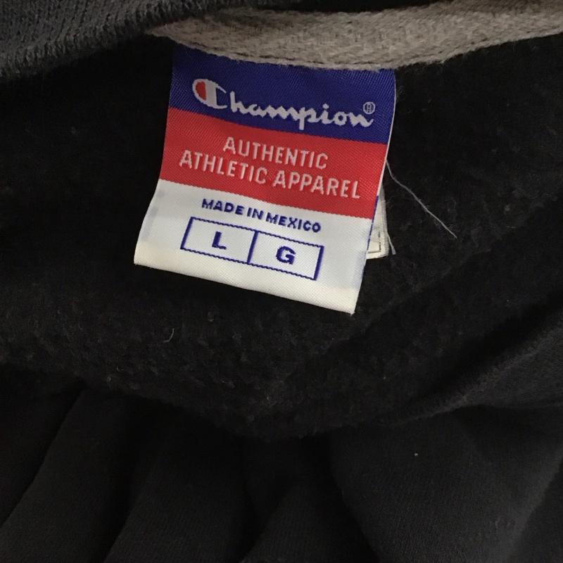 チャンピオン Champion トレーナー 長袖 スウェット リメイク フリル 裏起毛 L ロゴ、文字 黒 / ブラック / レディース USED 古着 中古 10113775