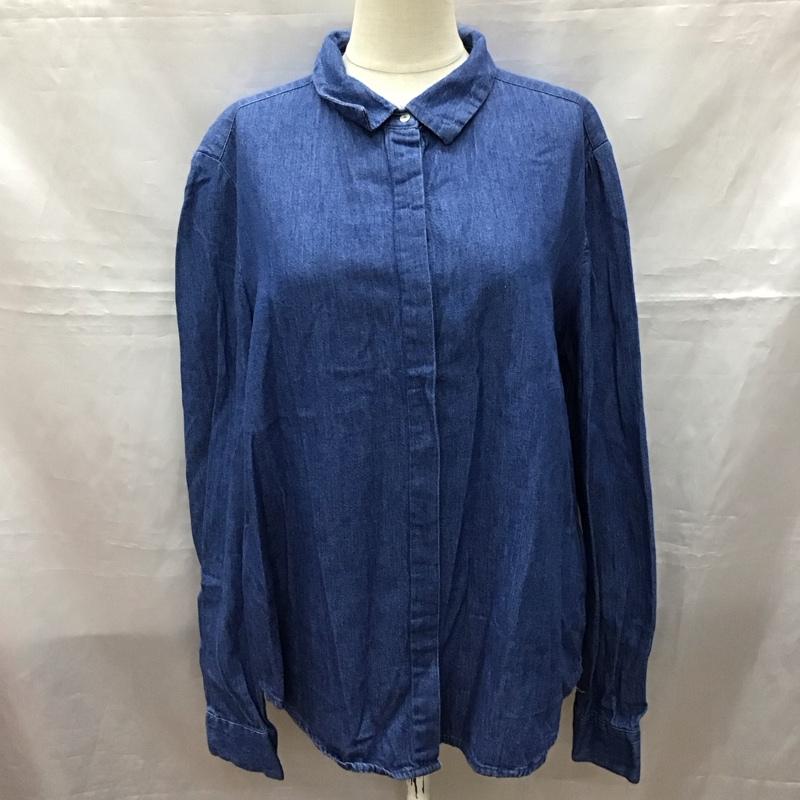 ザラ ZARA シャツ、ブラウス 長袖 長袖シャツ カラーシャツ 長袖カットソー デニムシャツ L 無地 青 / ブルー / レディース USED 古着 中古 10116351