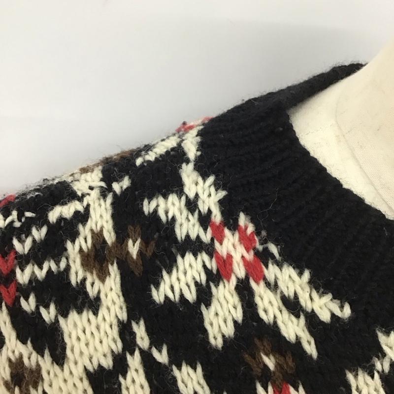 ジェイクルー J.CREW ニット、セーター 長袖 クルーネック ウール S 総柄 黒 / ブラック / X 白 / ホワイト / X 茶 / ブラウン / X 赤 / レッド / メンズ USED 古着 中古 10112656