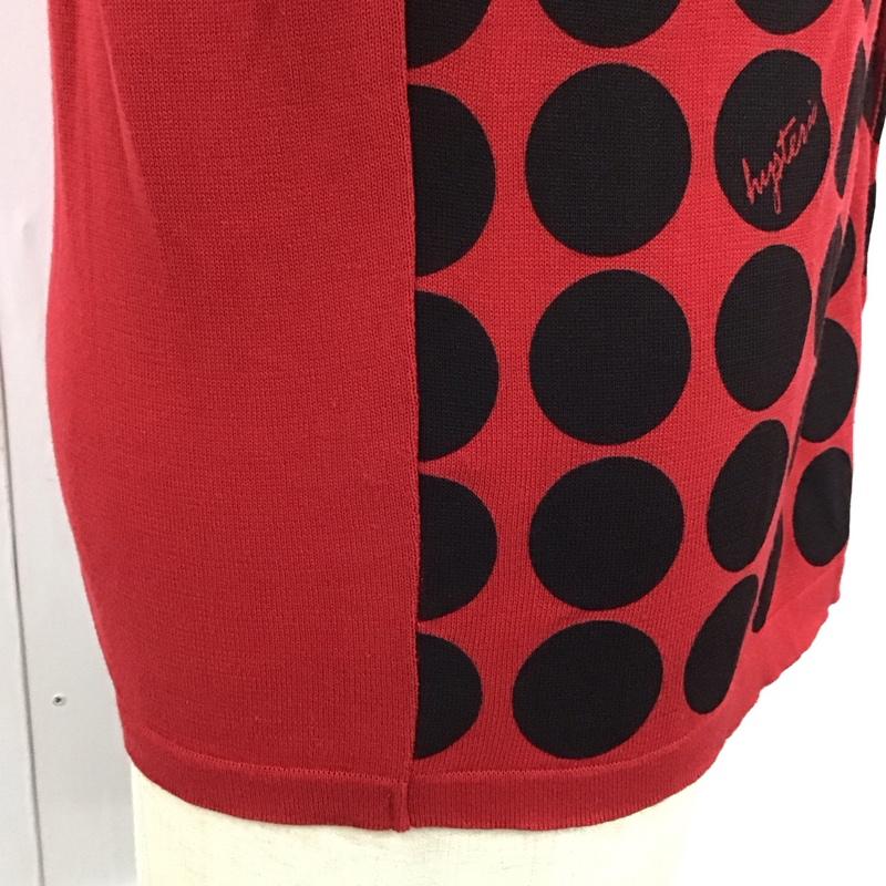 ヒステリックグラマー HYSTERIC GLAMOUR カーディガン 長袖 Vネック M ドット 赤 / レッド / X 黒 / ブラック / メンズ USED 古着 中古 10118317
