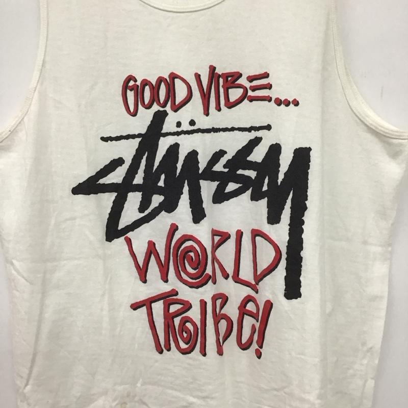 ステューシー STUSSY タンクトップ タンクトップ L ロゴ、文字 X プリント 白 / ホワイト / メンズ USED 古着 中古 10133103