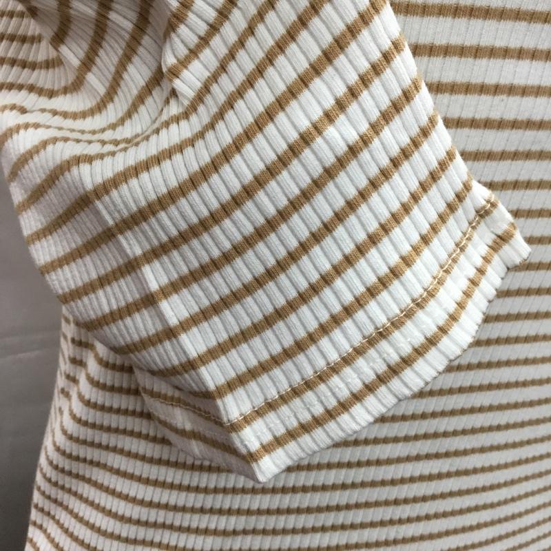 マジェスティックレゴン MAJESTIC LEGON カットソー 七分袖 1007018400 2wayアソートパワショルトップス 前後着 M ボーダー柄 白 / ホワイト / X ベージュ / ベージュ / レディース USED 古着 中古 10107322
