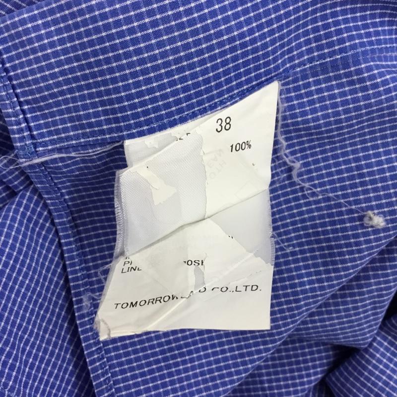 トゥモローランドピルグリム TOMORROW LAND PILGRIM シャツ、ブラウス 長袖 長袖シャツ カラーシャツ チェックシャツ カジュアルシャツ 38 チェック 青 / ブルー / メンズ USED 古着 中古 10106505