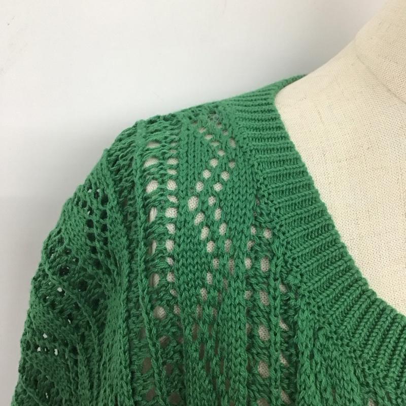 ローリーズファーム LOWRYS FARM カーディガン 長袖 LF622076AD 透かし編み FREE 無地 緑 / グリーン / レディース USED 古着 中古 10108155